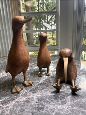 Set of 3 Wooden Brown Bird Figurine Set - Home Accents from Crate & Barrel